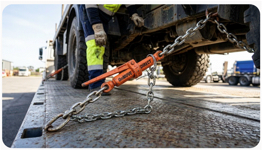Heavy-duty chain-tie-downs and vehicle tie-down equipment.